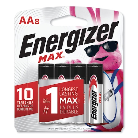 Energizer® MAX Alkaline AA Batteries, 1.5 V, PK8 PK E91MP-8